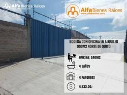 ALQUILER DE BODEGA EN COMPLEJO 990M2 CON OFICINA - QUITO.